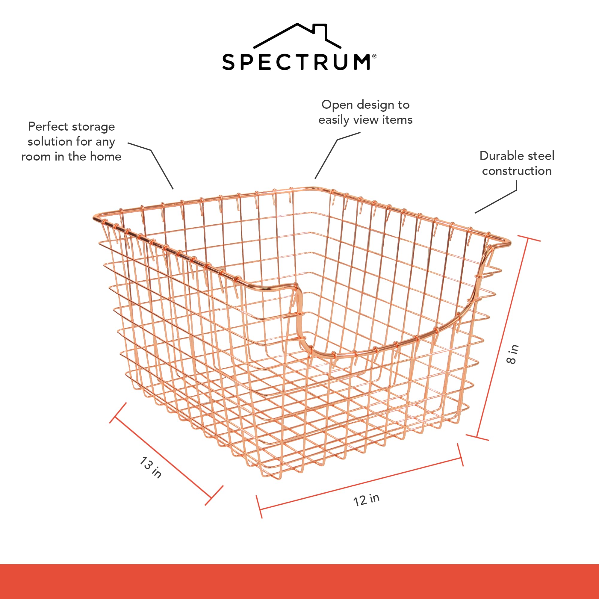 Amazon.com: Spectrum Diversified U 線收納籃中銅: 居家與廚房